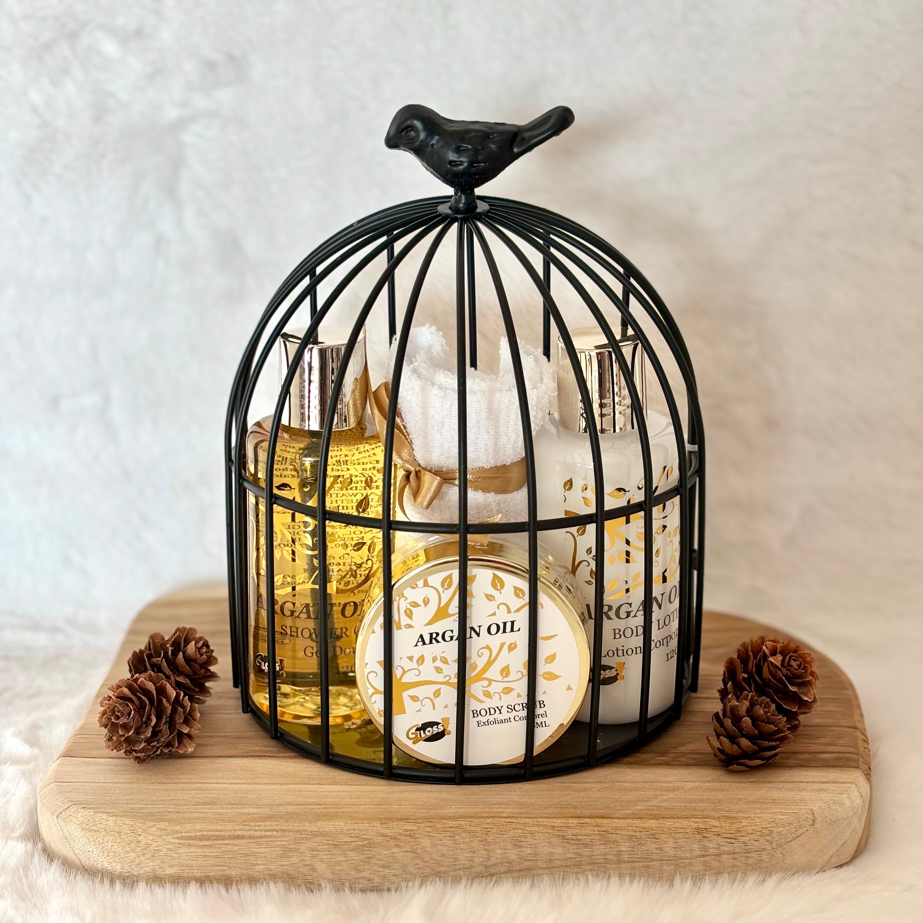 Coffret Bain Cage noir - Huile d’argan